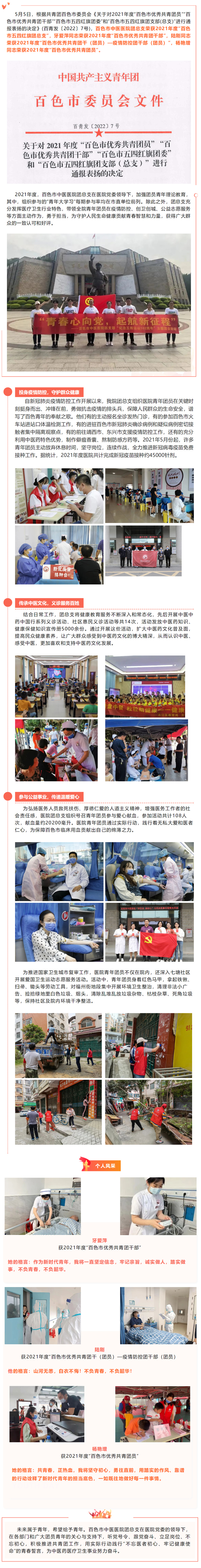 【喜讯】百色市中医医院团总支和青年团员获通报表扬
