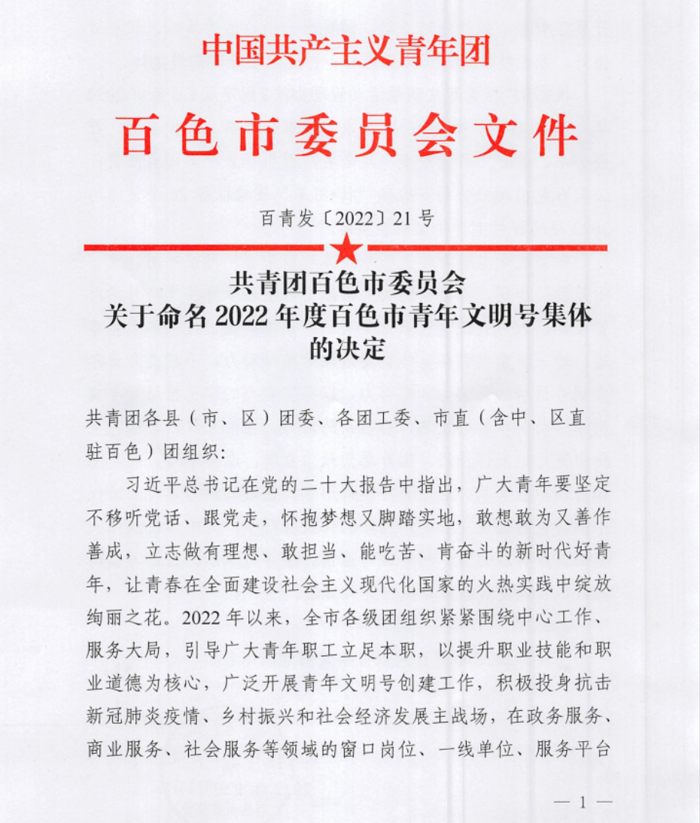 【喜讯】百色市中医医院骨伤科荣获市级“青年文明号”称号